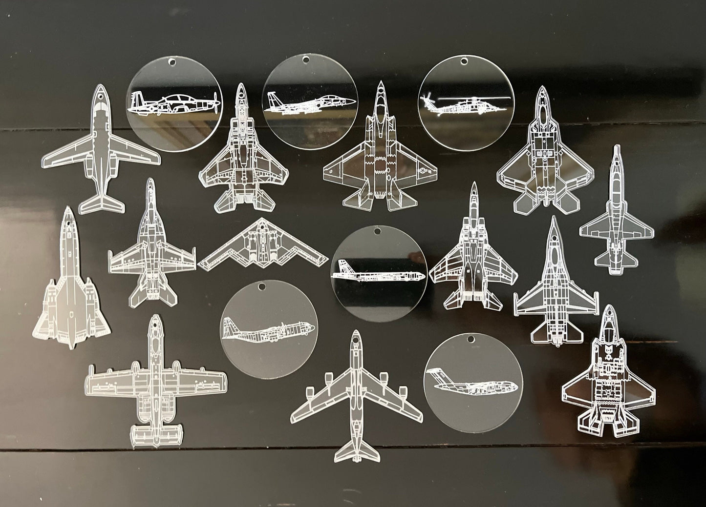 Engraved F-15C Blueprint Fighter Jet Ornament