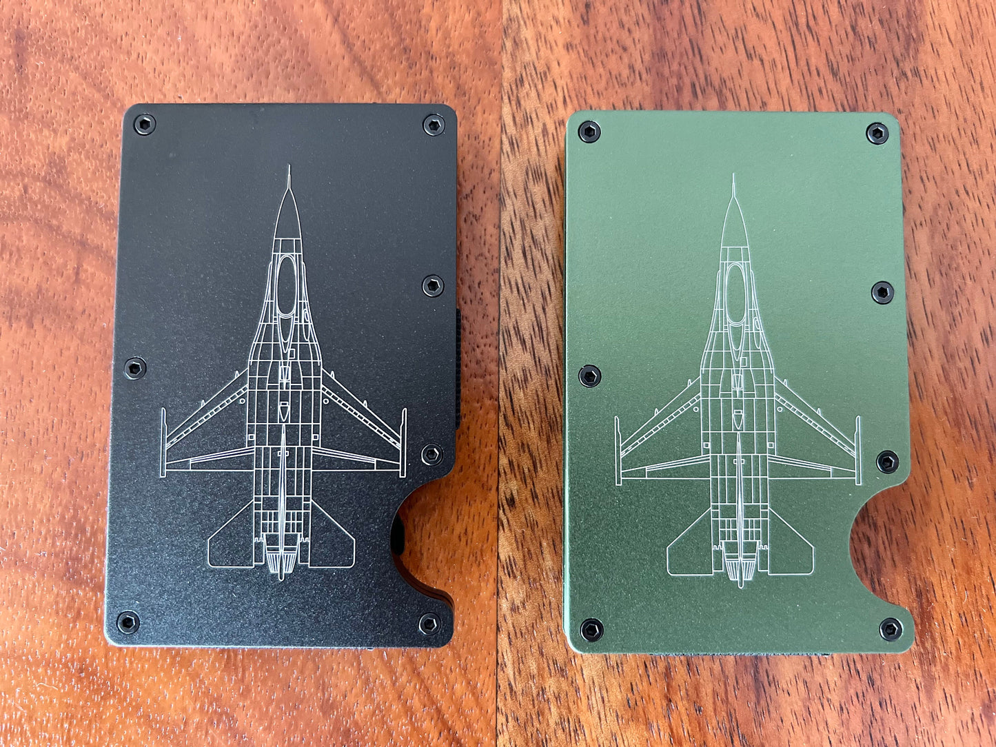 CLOSEOUT: Fighter Jet Aluminum Minimalist Wallets (A-10, F-15C, F-15E, F-16, F-22, F-35A)