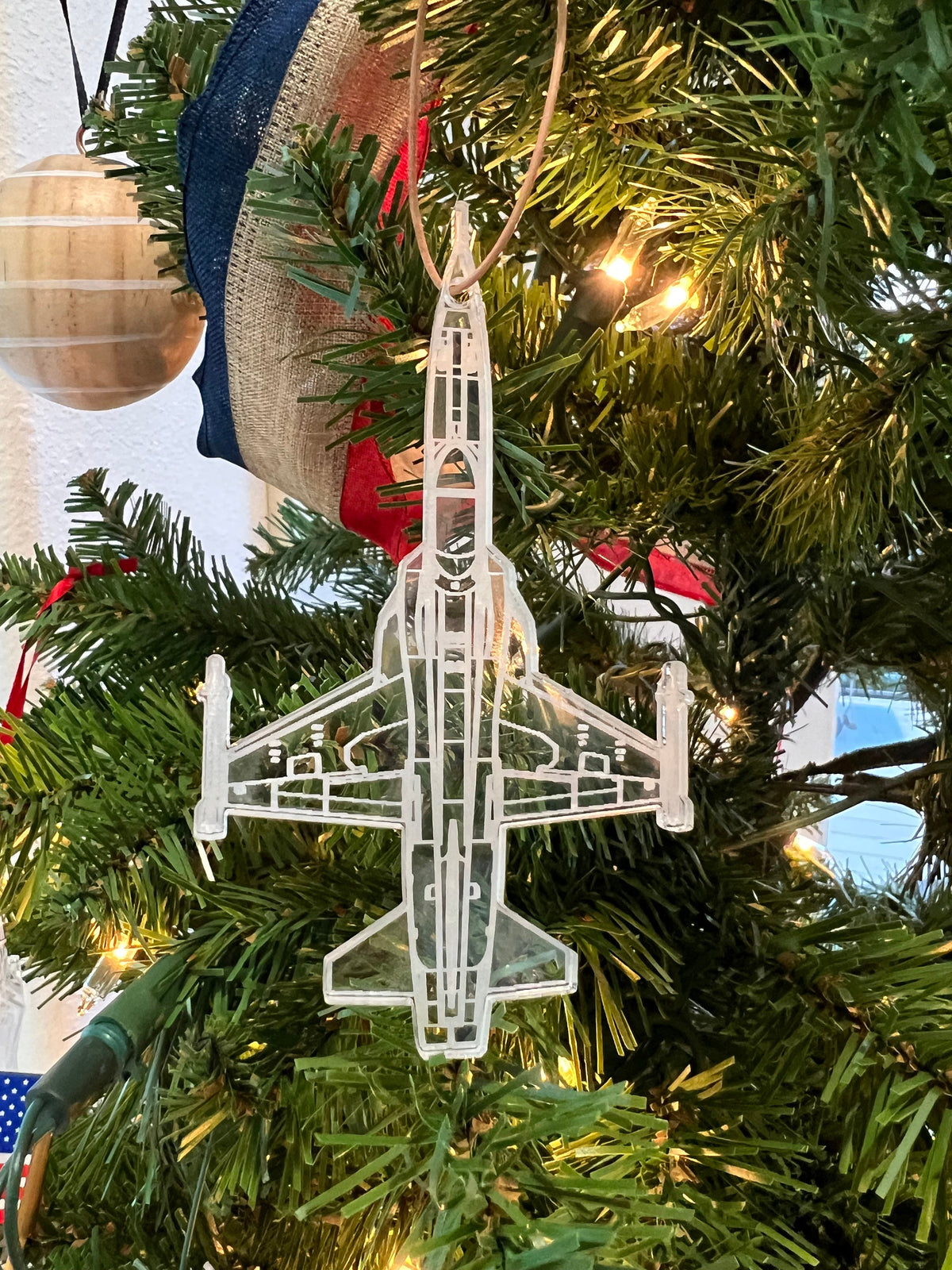 Engraved F-5N Blueprint Fighter Jet Ornament
