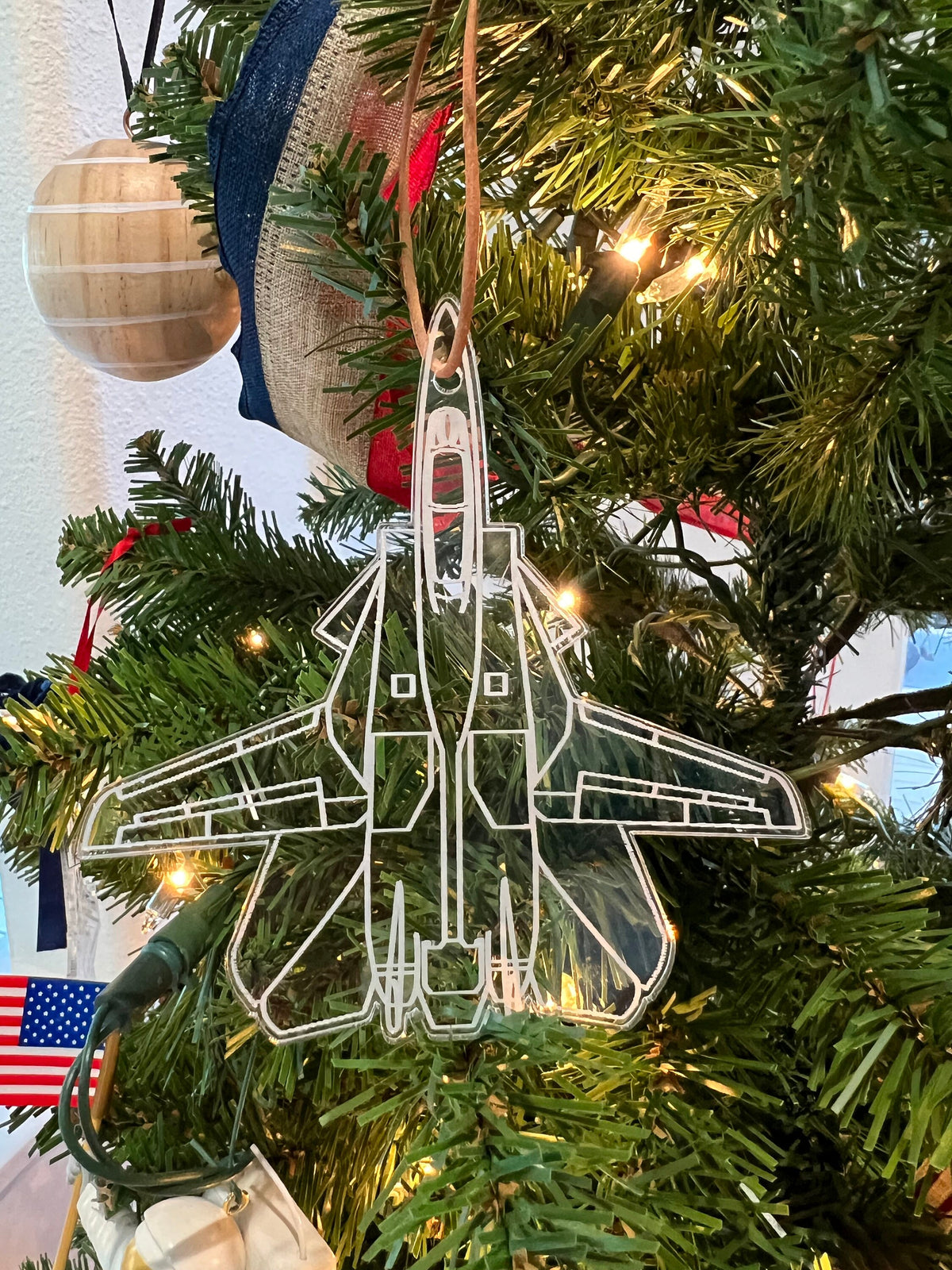 Engraved F-14 Tomcat Blueprint Fighter Jet Ornament
